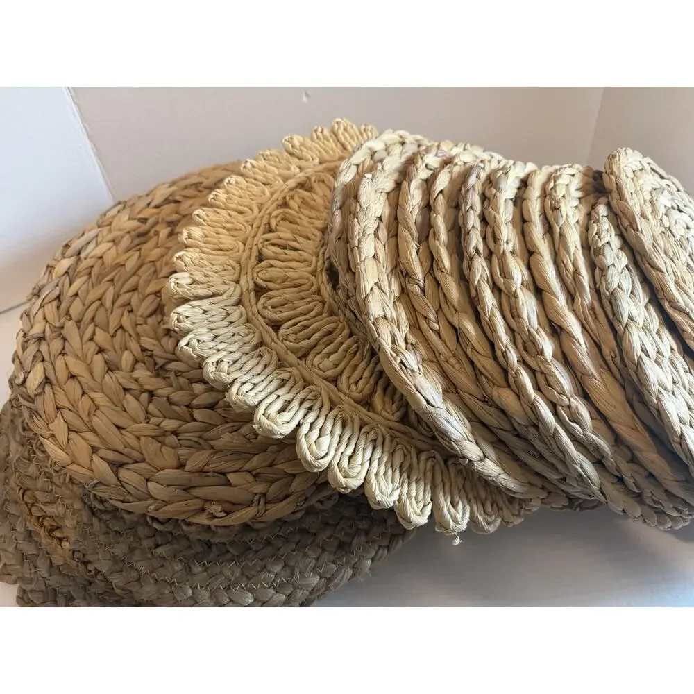 Vintage Lot of 22 Wicker Rattan Woven Place Table Mats Boho Decor Various Sizes